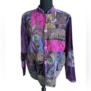 Vintage Flashback Women's Jacket Whimsigoth Witchy Velvet Patchwork Size M